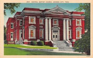 JOHNSON CITY, TN Tennessee   CENTRAL BAPTIST CHURCH   c1940's Linen Postcard