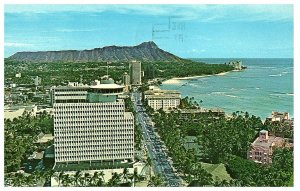 Aloha from the Top Of Waikiki Restaurant Hawaii Postcard 1958