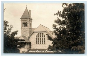 RPPC Proctor Vermont Union Church VT Real Photo Postcard
