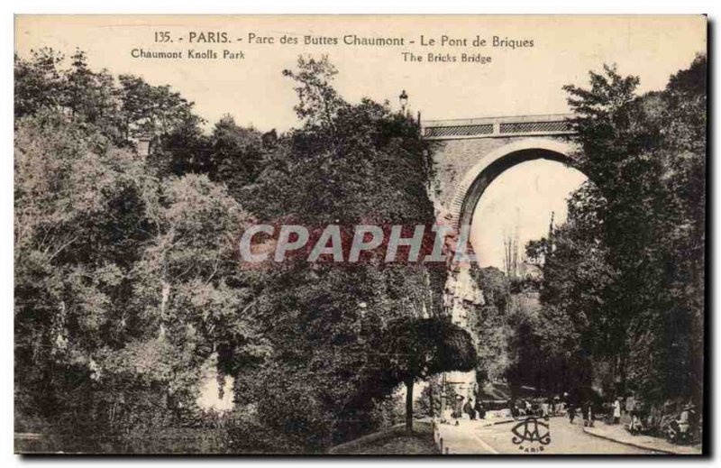 Paris Postcard Old Parc des Buttes Chaumont The Brick Bridge