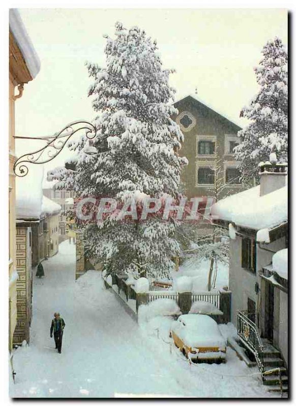 Postcard Modern Dorfstrasse in Pontresina