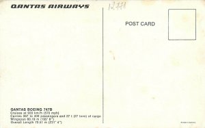 Qantas airways Boeing 747B plane postcard