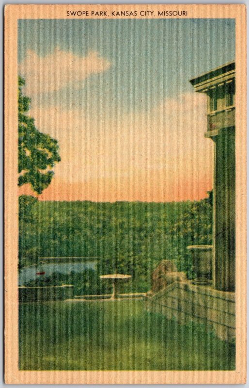 Swope Park Kansas City Missouri MO Flower Beds Camping Shelters Trees Postcard