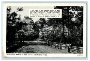 c1940's Chamber Of Commerce Many Trails In Southern Pines N.C Vintage Postcard