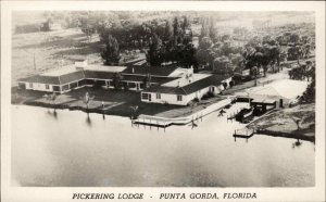 Punta Gorda Florida FL Pickering Lodge Aerial View c1940 Real Photo Postcard