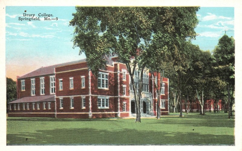 Vintage Postcard Drury College Clara Thompson Music Hall Springfield Missouri
