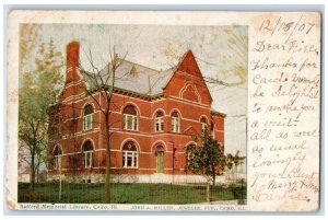 1907 Safford Memorial Library School Exterior Building Cairo Illinois Postcard