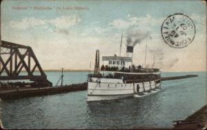 Steamer Steamship Ship Modjeska on Lake Ontario Hamilton Cancel 1907 PC