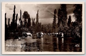 RPPC Mexico Xochimilco Floating Garden Boats Postcard E26