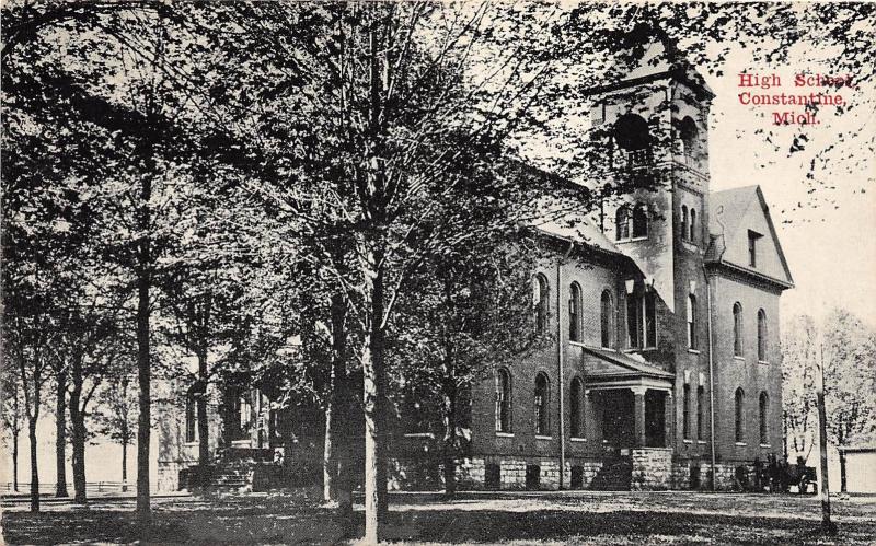 Michigan MI Postcard c1910 CONSTANTINE High School Building