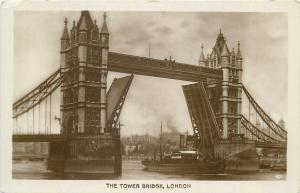 Real photo postcards Thames navigation 1930s Towers Bridge ships