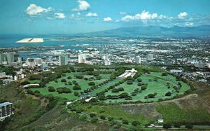 Vintage Postcard Punchbowl Crater National Memorial Cemetery Honolulu Hawaii HI