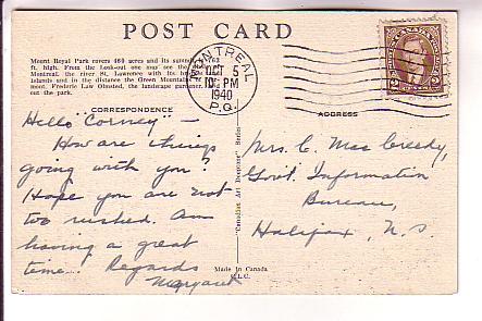 Montreal, Lookoff, City, Cache, Quebec, Used 1940