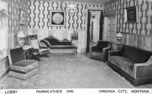 Fairweather Inn Interior Virginia City Montana  Lobby 1950s Photo Postcard 8045