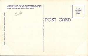 Moonlight Pier Galveston Texas TX Linen Vtg Postcard JM13