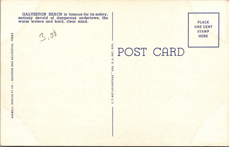 Moonlight Pier Galveston Texas TX Linen Vtg Postcard JM13