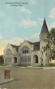 c1910  Postcard; Washburn Public Library, La Crosse WI unposted