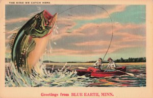Postcard MN Blue Earth Minnesota-Series 925 Freak Fish-Vintage Linen c1948 (D14)