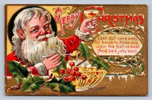 K8/ Santa Claus Christmas Postcard c1910 Nash Esting Drinking Gold 252
