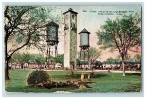 C. 1910 Clock Tower in the Quadrangle, Fort Sam Houston, Texas. Postcard P171