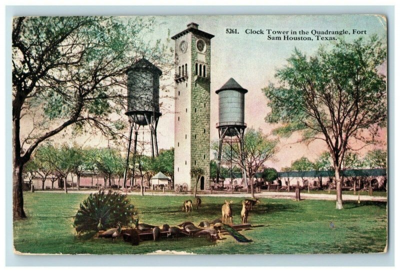 C. 1910 Clock Tower in the Quadrangle, Fort Sam Houston, Texas. Postcard P171 