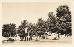 Over Brook ME The Ellis Farm River Mobil Gas Station Old Car Real Photo Postcard