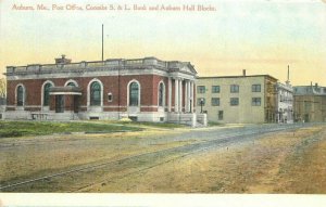 Auburn Maine Post Office Bank Auburn Hall Tarr #2059 Postcard 21-12234