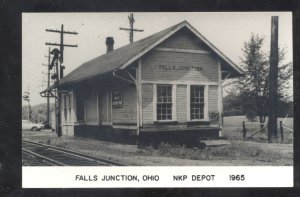 RPPC FALLS JUNCTION OHIO NKP RAILROAD DEPOT TRAIN STATION REAL PHOTO POSTCARD