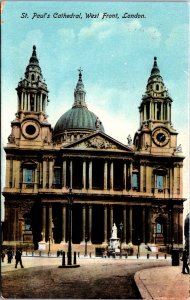 England London St Paul's Cathedral West Front Vintage Postcard C002