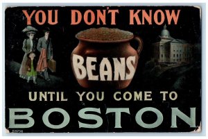 1912 You Don't Know BEANS Until Boston Humor Newton Center MA Postcard