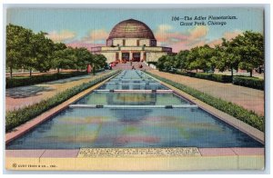 Chicago Illinois Postcard The Adler Planetarium Grant Park Scene c1940's Vintage