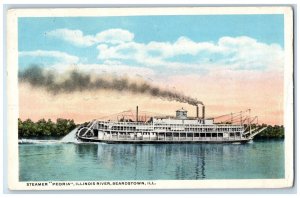 1916 Steamer Ship Peoria Illinois River Beardstown Illinois IL Antique Postcard 