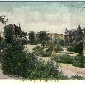 c1910s Pinehurst NC Beautiful Houses Hand Colored Collotype Postcard Merrow A40