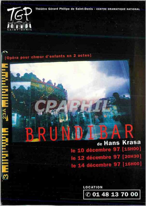 Postcard Modern Brundibar by Hans Krasa Opera in Ile de France 1997 1998 Thea...