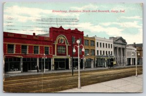 Gary Indiana~Broadway Street 600 Block Stores~Display~Delivery Wagon~1913 PC