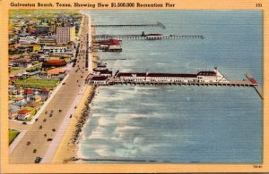 Texas Galveston Beach Showing New $1,500,000 Recreation Pier