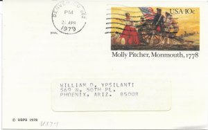 US Used UX77. Molly Pitcher, Monmouth 1`778.  1978. nice.