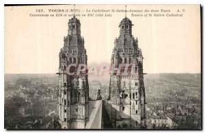 Postcard Old Towers I and L The Cathedral St Gatien Tours of both Summit
