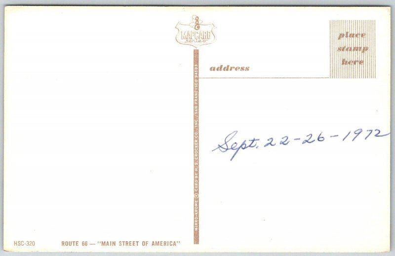 ROUTE 66 Main Street Of America 1960s Map Postcard Roadside