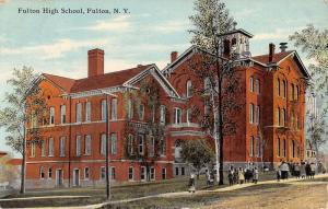 Fulton New York High School Street View Antique Postcard K36141