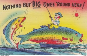 Exaggeration Fishing Comic Postcard , 30-40s : #8