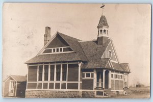 1914 Church School View Penny Studio Canton South Dakota SD RPPC Photo Postcard