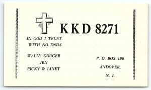 1960s ANDOVER NJ WALLY GOUGER CROSS KKD8271 HAM RADIO CALL LETTER POSTCARD P3832