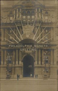 Philadelphia PA Theatre Maneto Greeting 1908 Real Photo Postcard