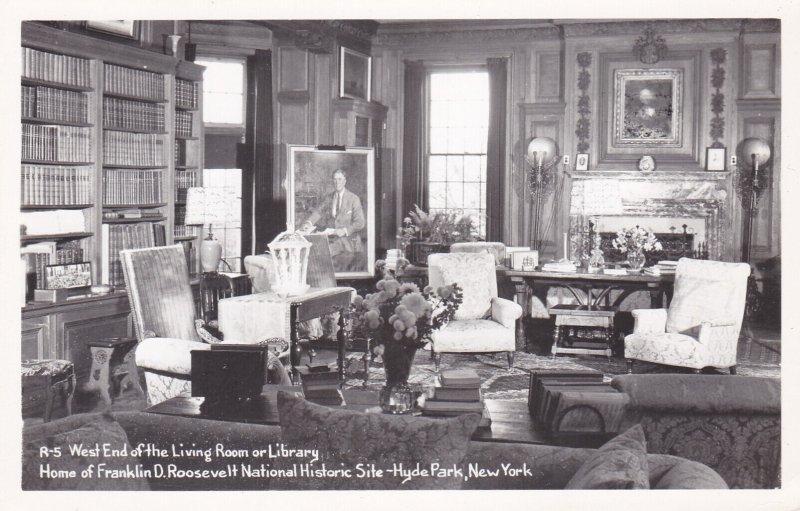 New York Hyde Park Franklin Roosevelt Home West End Of Living Room Or Library...