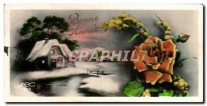 Postcard Old Bonne Annee Fancy Flowers