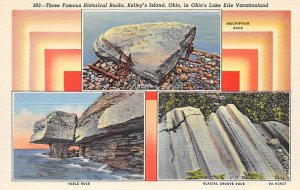 Three Famous Historical Rocks Kelleys Island, Ohio OH Postcard