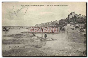 Old Postcard Saint Aubin sur Mer The sea invaded the strong