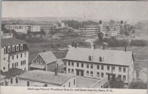 Postcard Bird's Eye View Woodbury Shoe Co and Derry Shoe Co Derry NH