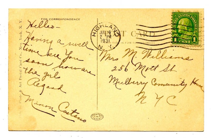 NY - Highland. Belle Claire